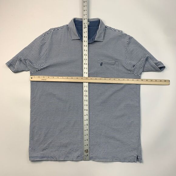 Johnnie-o Polo Shirt Mens XL Extra Large Cadet Blue Striped Stretch Cotton Golf - Picture 9 of 14